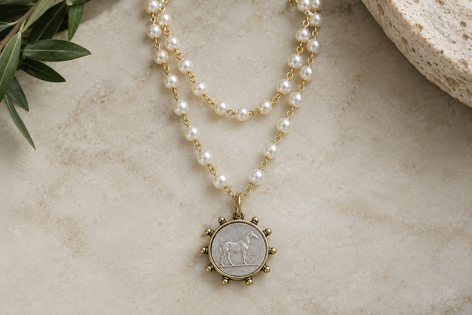 Double Stranded Pearl Equestrian Necklace | Brand New (with Tags)