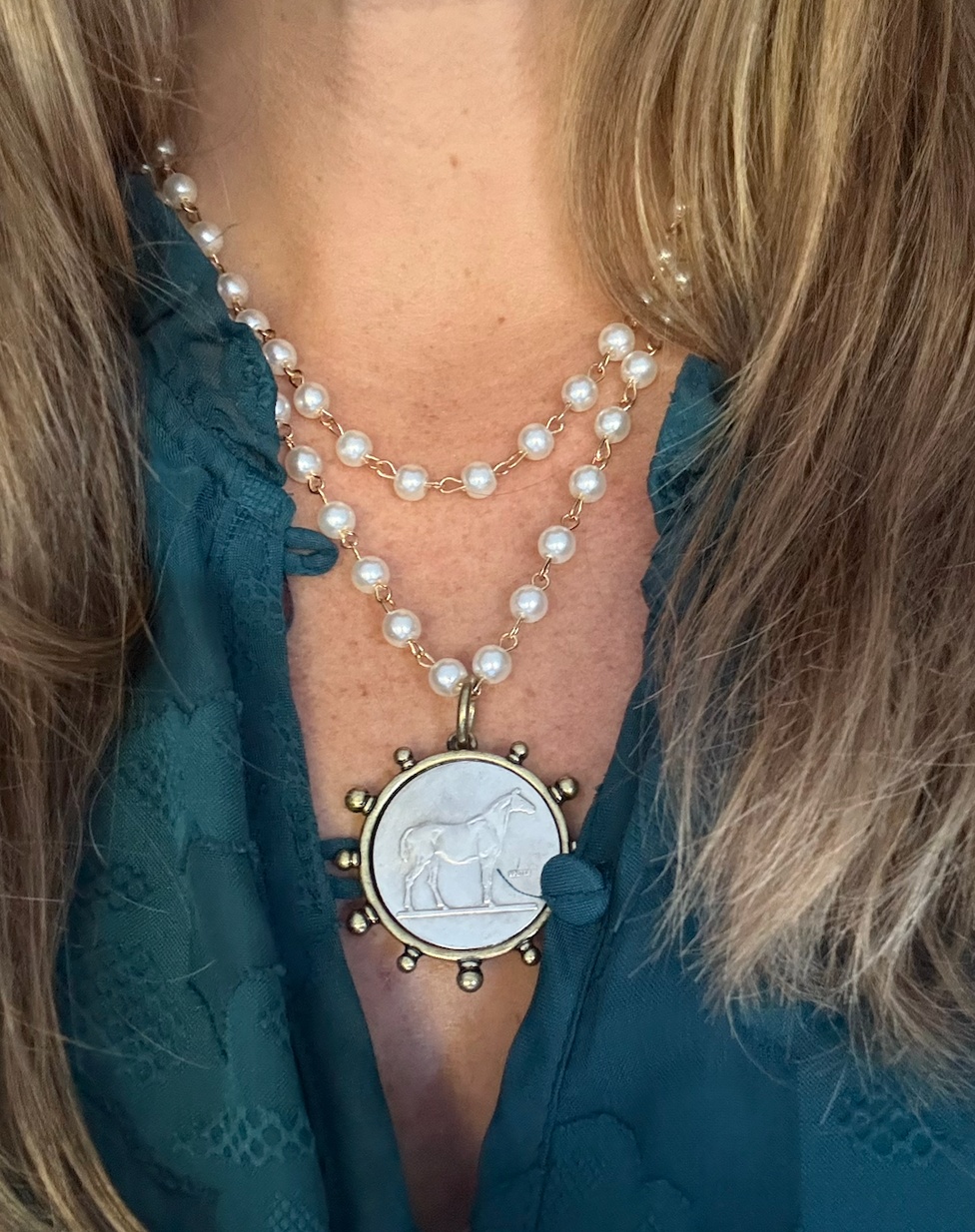 Double Stranded Pearl Equestrian Necklace | Brand New (with Tags)